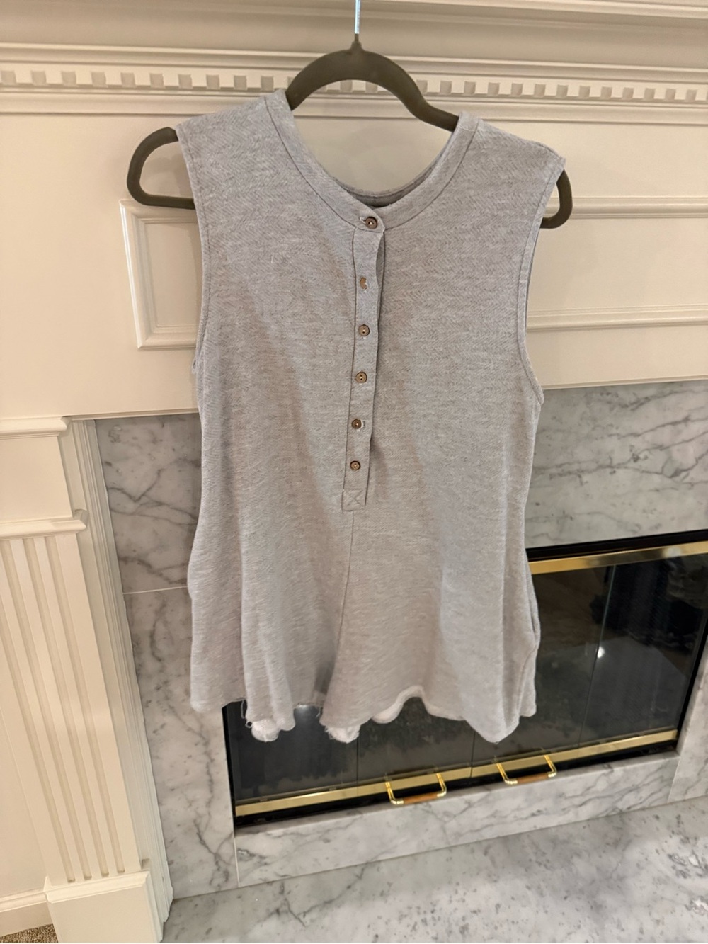 BUCKETLIST Light Gray Sleeveless Henley Romper Top